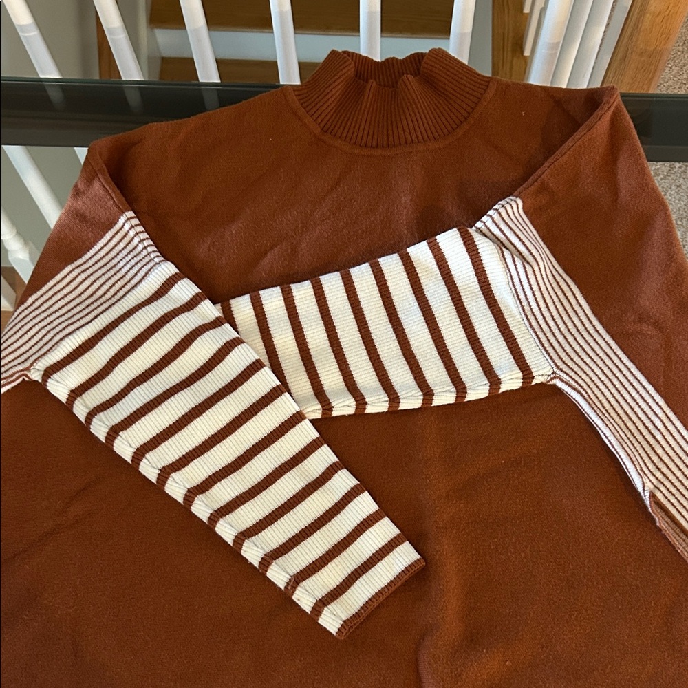 Striped Brown and White Women's Sweater